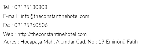The Constantine Hotel telefon numaralar, faks, e-mail, posta adresi ve iletiim bilgileri